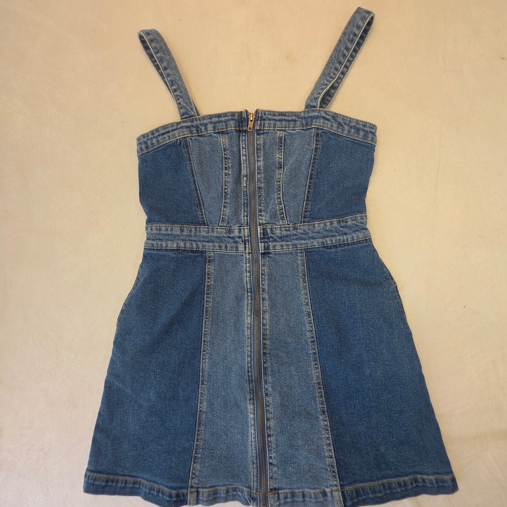 Wild Fable Womens Blue Denim Mini Dress Sleeveless Pockets Medium Wash Size M